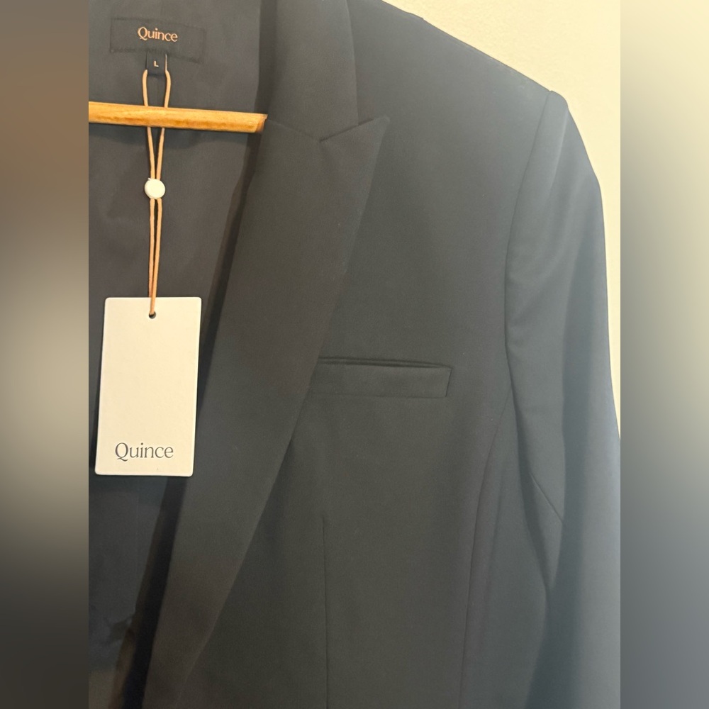 Quince Black Italian Wool Long Blazer, Size L - Picture 7 of 9